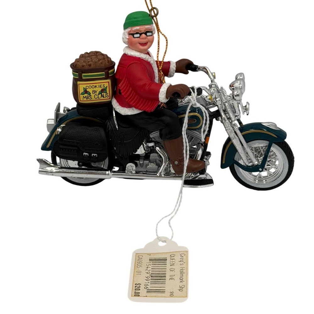 Harley-Davidson Mrs Claus Queen of the Highway Ornament 1999 FLSTS Teal